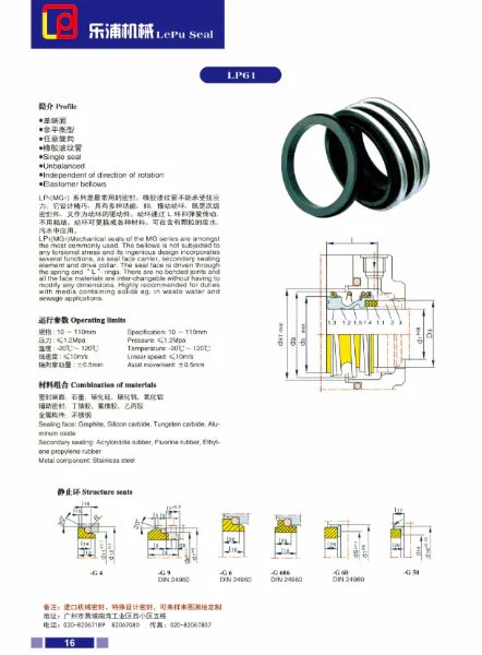 ODM high quality m7n burgmann mechanical seal top bulk production high temperature
